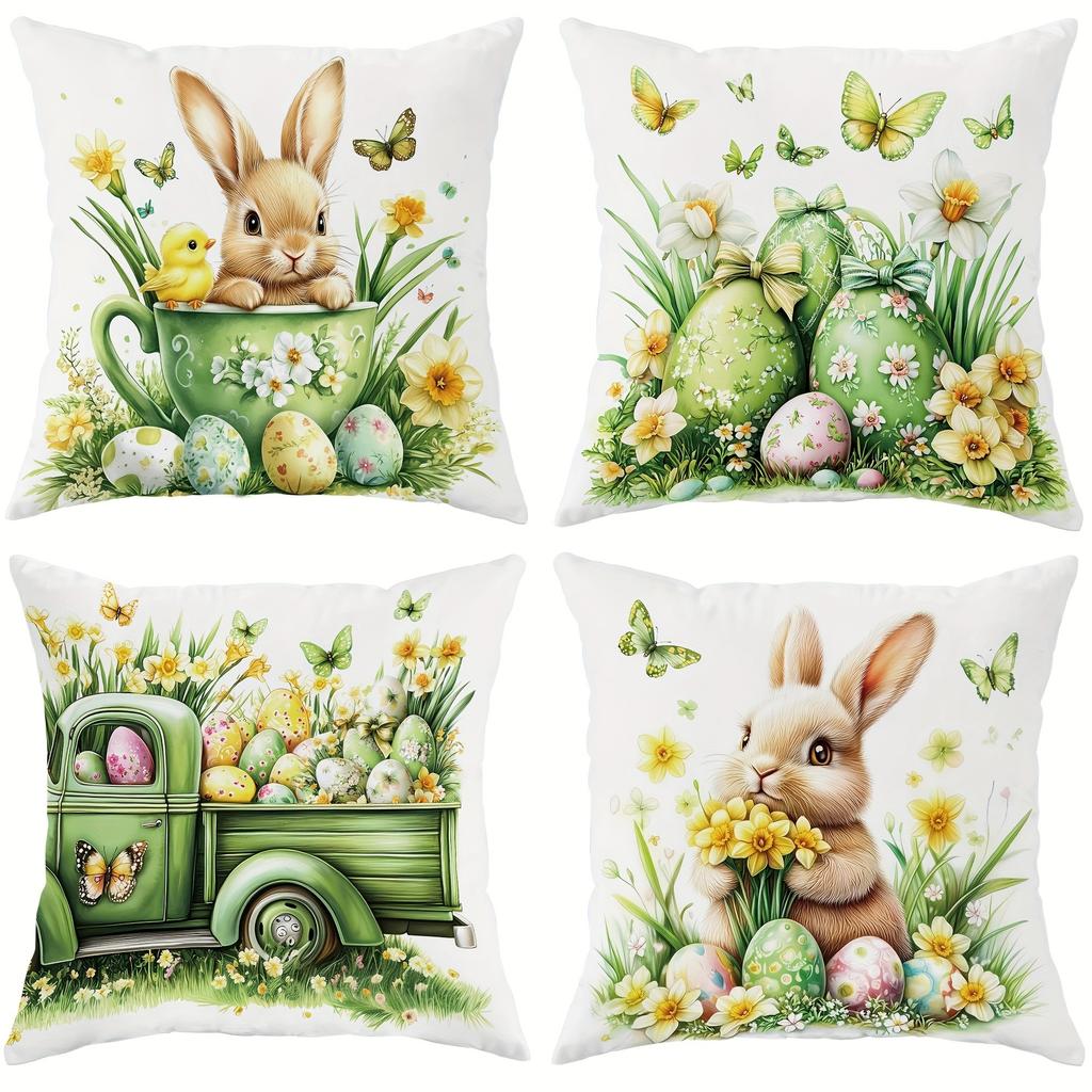 Easter Pattern Home Decor Pillow Cover Bedroom Living Room Sofa Decoration Polyester Cushion Cover With Zipper