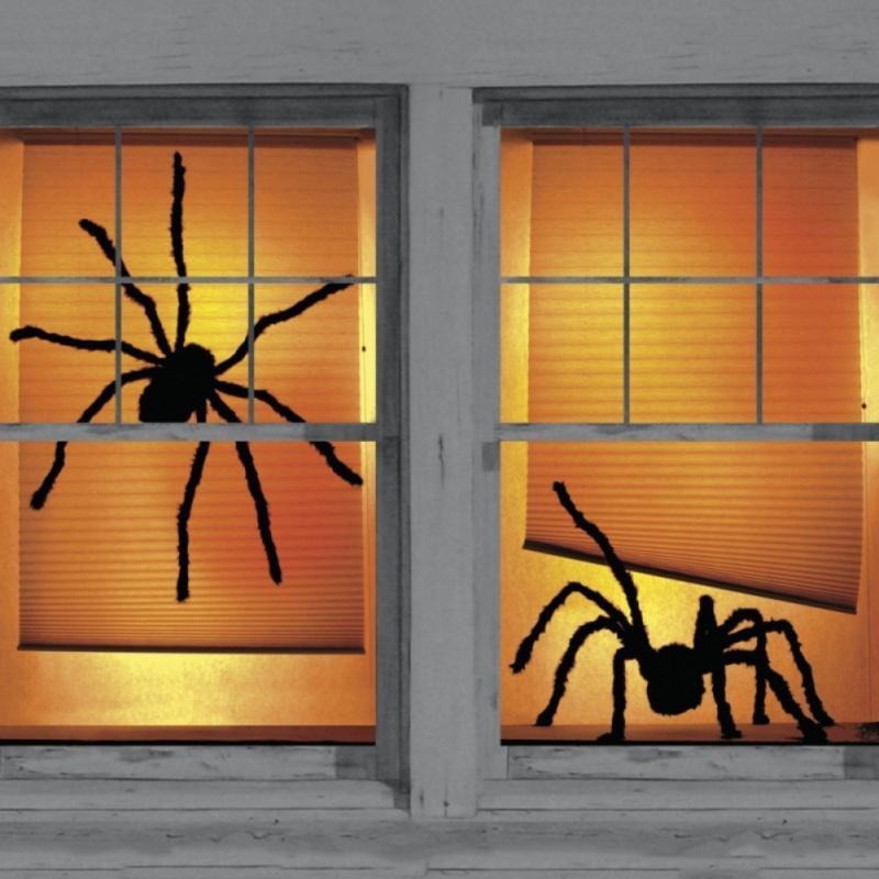 75/90/125/150/200cm Black Super Big Plush Spider Halloween Decoration Props Haunted Outdoor Scary Hairy Spider With Fully Legs