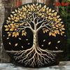 Albero della Vita Foglia d'Oro Rotondo Metallo Arte da Parete 8 Pollici Piastra in Alluminio Nero Per Decorazione Casa Ufficio