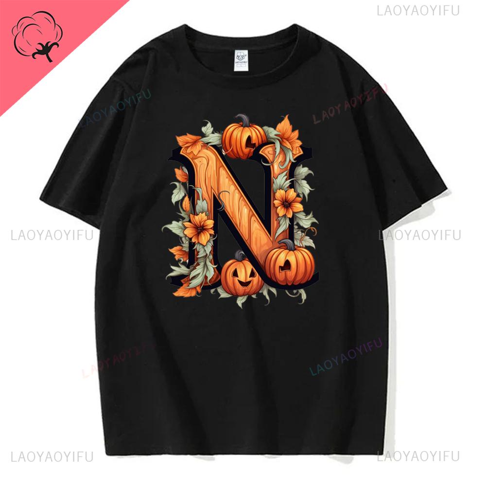 Women Ghost Pumpkin Bat Print Round Neck Pullovers Funny Halloween Costume Cotton Shirt Graphic T Shirts Y2k Top Harajuku Tops