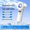199-Speed USB Handheld Fan with Digital Display: Powerful Wind, Long Battery Life, Portable for Outdoor Use.