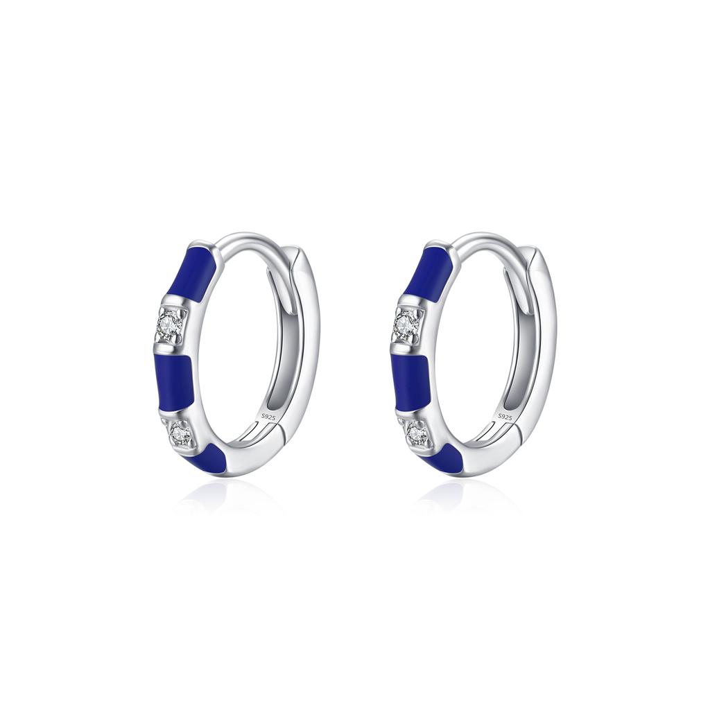 Dazzling Tiny Ear Buckles for Women Fine Jewelry Summer Design 925 Sterling Silver Small Trendy Colorful Enamel Hoop Earrings