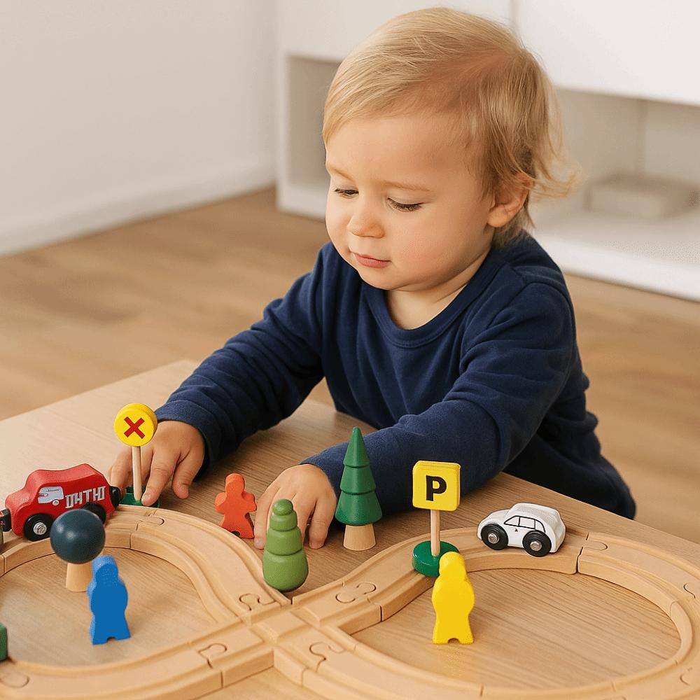 DIY Assembly Children Wooden Train Rail 8-shaped Track Accessories Toy Kids Boys Girls