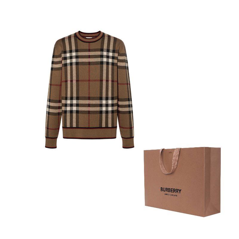 Burberry Men Naylor Check Sweater Brown 80366031