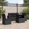 Vidaxl 6-Cz. Garden Furniture Set With Cushions, Black Poly Rattan