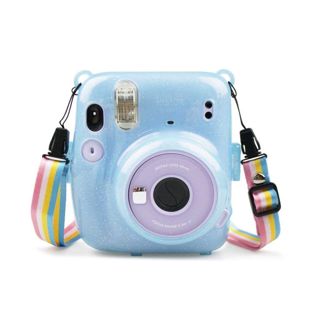 

HIYQIN Cheki mini11 exclusive FUJIFILM instax mini11 clear cute camera bag with shoulder shimmer hard PC case, case, case, transparent, strap, powder,