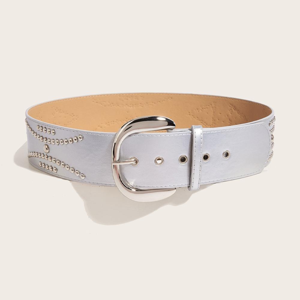Y2K Rivet Wide Belt Harajuku Pin Buckle Waistband Fashion Waist Strap  For Women