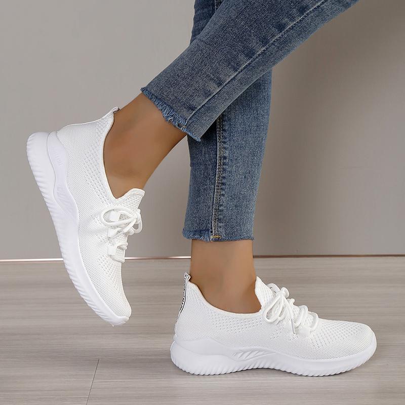 Fashion Breathable Knitted Platform Sneakers for Women Soft Sole Lightweight Running Shoes Woman Comfortable Non Slip White Sports Shoes