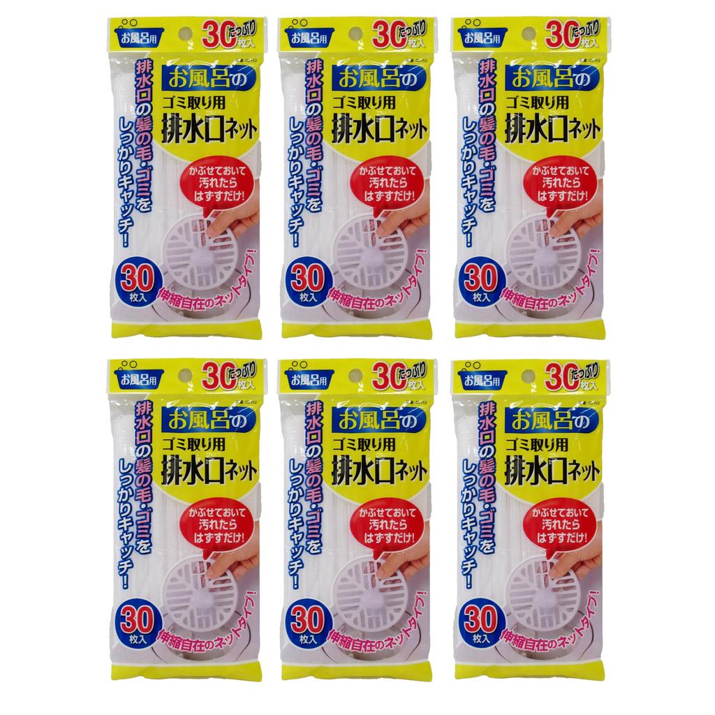 Towa Sangyo Draining Net for Bathtub Debris 34 x 17 Set of 6 (30 Sheets), White, Approx. cm,