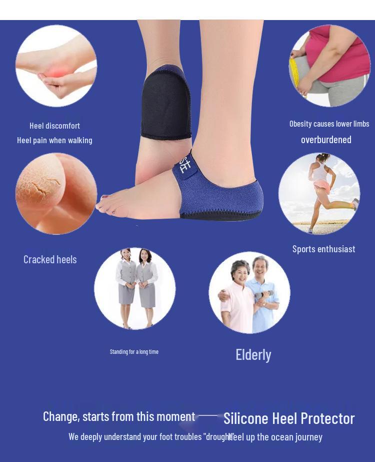 Gel Heel Wraps: Velcro Heel Covers & Warmers for Men and Women - Relieve Foot Fatigue & Absorb Shock