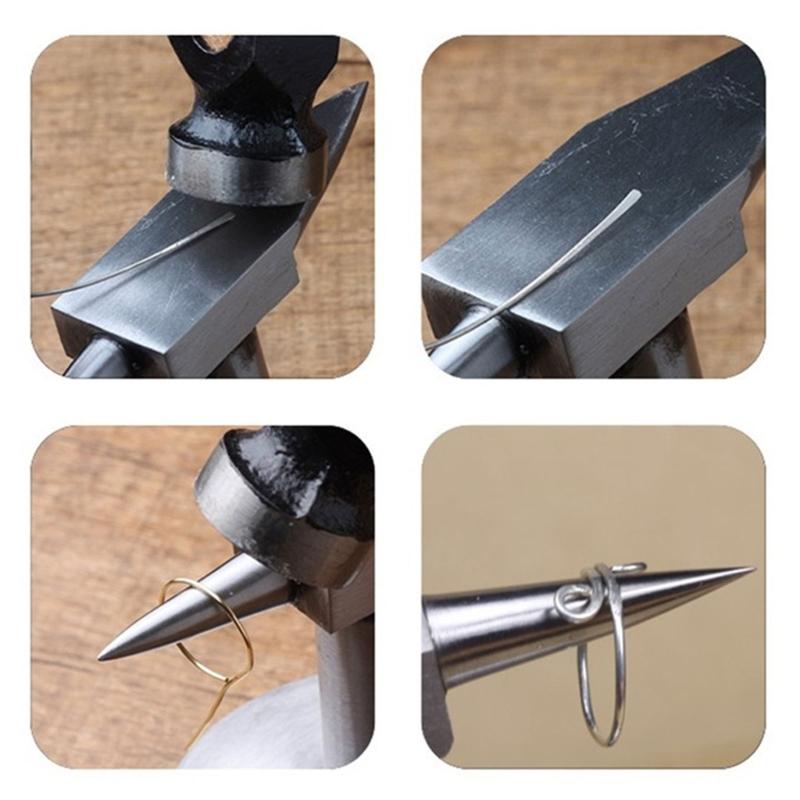 Doppelhorn Amboss Stahl Schmuckhorn Werkzeug mit Rundem Sockel, Flacher Seite und Konischem Horn zum Schmuckformen, Metallumformen, Schmieden und Reparaturarbeiten