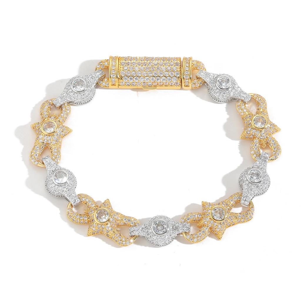 Hip Hop Bracelet 10MM Eye Cuban Chains Fashionable Brass 5A Zircon Real Gold Plated 5A Zircon for Gift Cubic Link Bracelet 18cm
