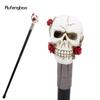 White Resin Red Rose Flower Skull Head Cane Decorative Cospaly  Cane Halloween Mace Wand Crosier Performance Stage Cane 93cm