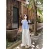 Kumikumi Sweet Style Set Love Print Short Sleeve Shirts Women Summer High Waist Slimming Casual Pants Two-piece Set