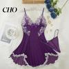 Accattivante Camicia da Notte Taglie Forti Sexy Babydoll per Donna, Scollo a V Pizzo Profondo Camicia da Notte Rete Trasparente Camicia da Notte, Spalline Sottili Chemise Slip Dress