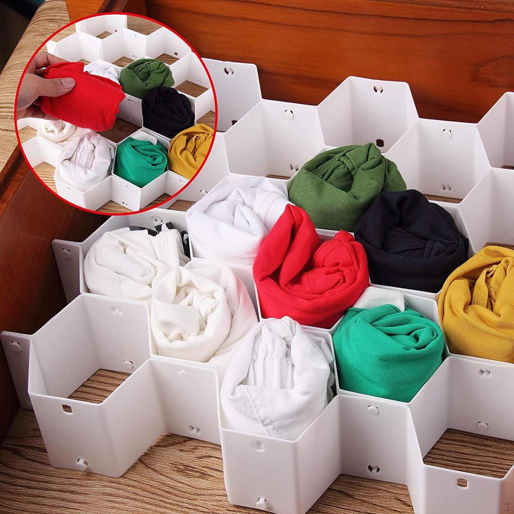 18-Compartment Honeycomb Drawer Divider Organizer Ties Belts Scarves Organization