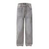 Smoke Gray American Washed Corrugated Wide-leg Jeans Men's and Women's Old Loose Drape Bf Straight Mopping Pants Slightly Pulled