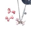 Zhao Lusi-Inspired Pink Dachshund Bow Pendant Necklace - Cute, High-End Fashion Jewelry for Women