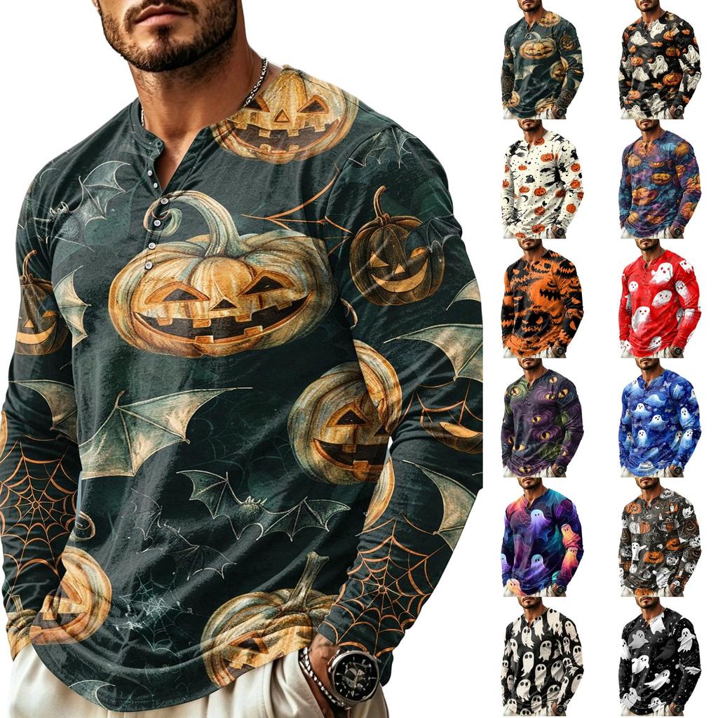 Men's Long Sleeve Shirt for Halloween Casual Wear