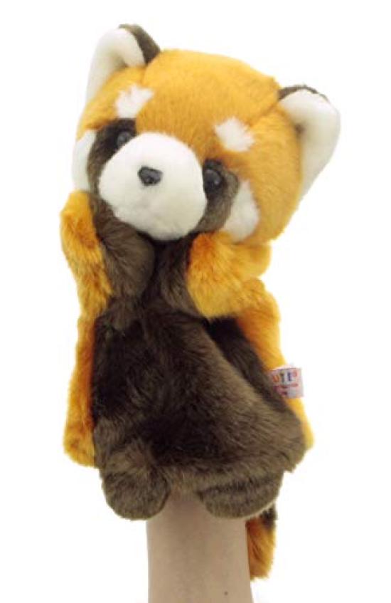 Roztomilá výprodejová kolekce loutek Zoo Panda červená loutka na ruku