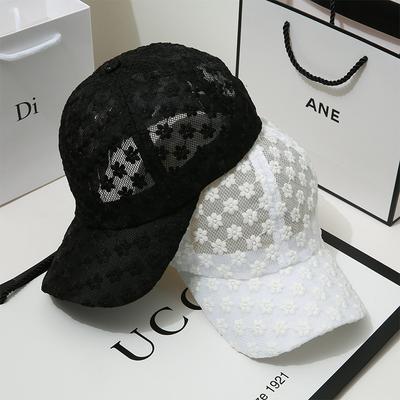 Casquette à bec de canard en dentelle respirante à la mode printemps et été pour femme, casquette de baseball décontractée à fleurs creuses