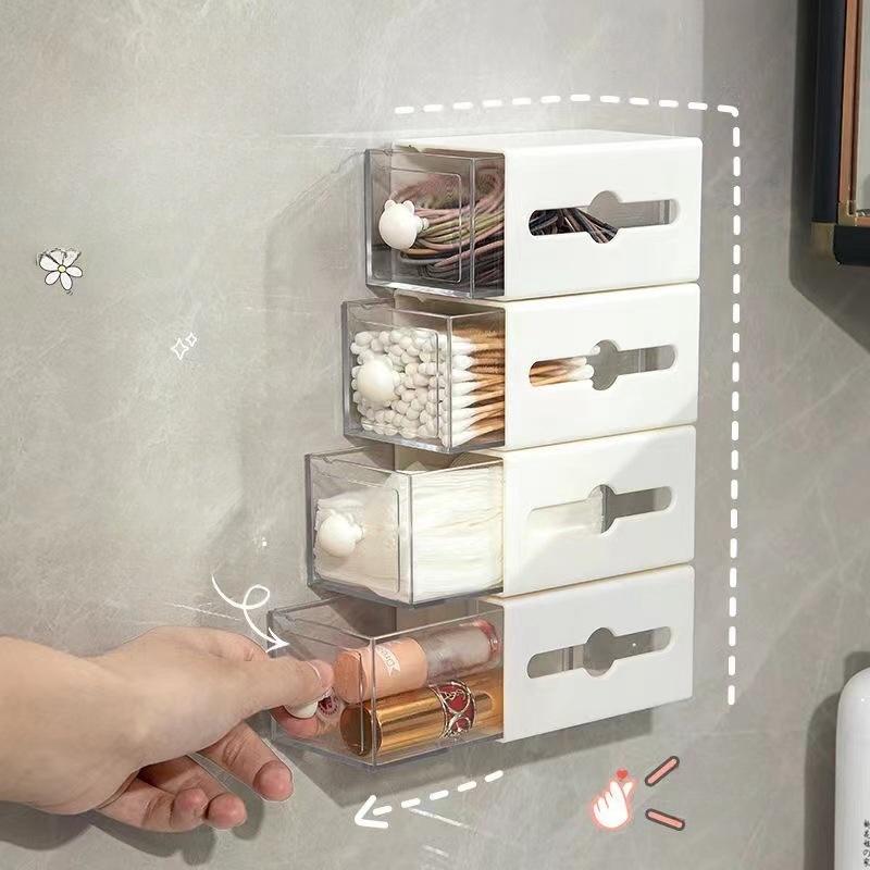 

Настенный ящик для хранения ватных палочек в ванной комнате, неперфорированный мини-ящик для хранения, веревка для волос, петля для волос, коробка для разных вещей белый