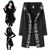Gothic Women Moon Printed Cardigan Long Sleeve Hooded Coat Black Fashion Top For Casual Wear