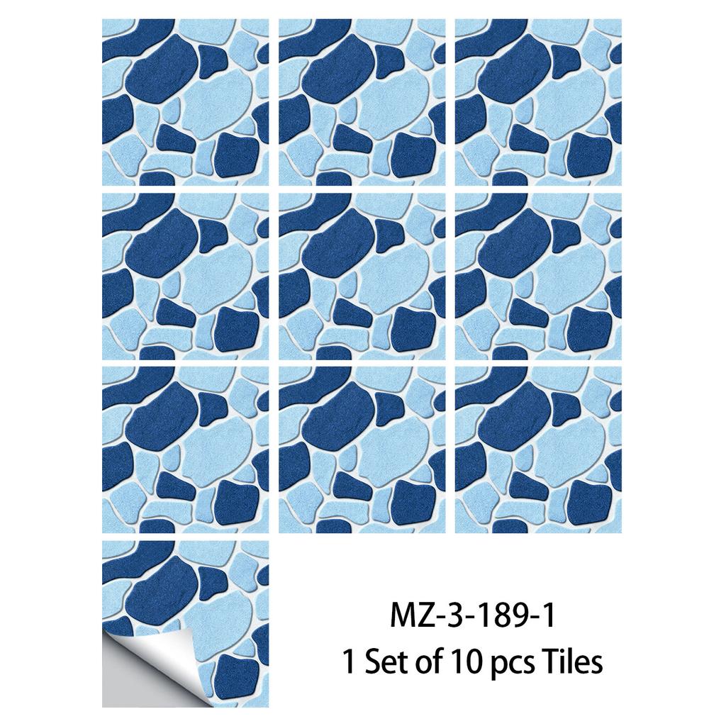 10Pcs  Cobblestone Tile Stickers - Modern Irregular Pebble Design Wall Decals - Waterproof Self-Adhesive PVC Mural for Kitchen Bathroom DIY Decor