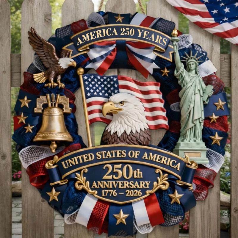 Patriotics Door Decoration Sign 4th of July Wreath for Front Door Hanger Memorial Day Wooden Hanging Sign Wood Plaque