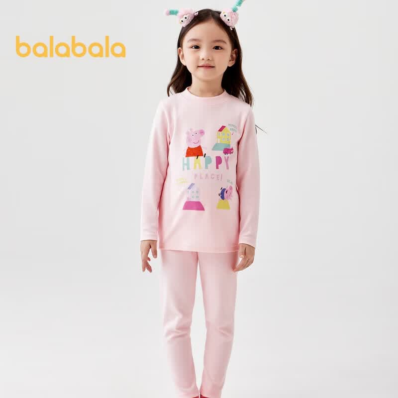 Balabala Girls' Cartoon Thermal Underwear Set