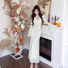 Purple Pure Desire V-neck Lace Bell Sleeve Slim Long Dress 2026