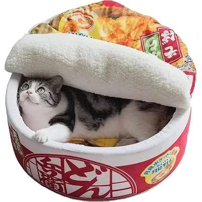 Keep Warm and Super Soft Creative Barreled Ramen Noodles Shaped Cute Pet Nest Cat House Dog Bed Sleeping Cushion Pet Accessories