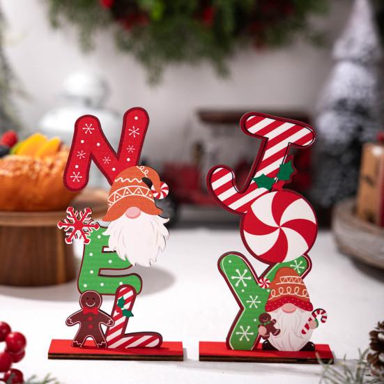 Wooden Christmas Ornament Desktop Faceless Gnome Gingerbread Man Decoration Xmas Noel Joy Centerpiece for Home Mantel Dining Table
