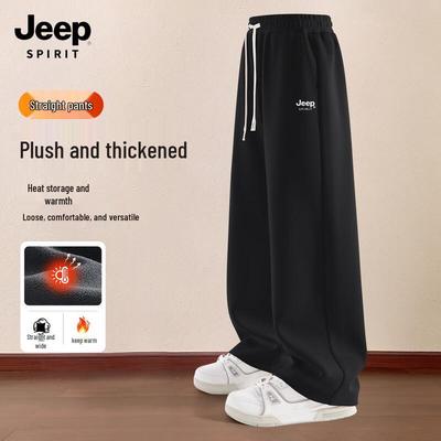 JEEP SPIRIT Herren 2025 H/W Lässig geschnittene Hose mit Fleece-Futter