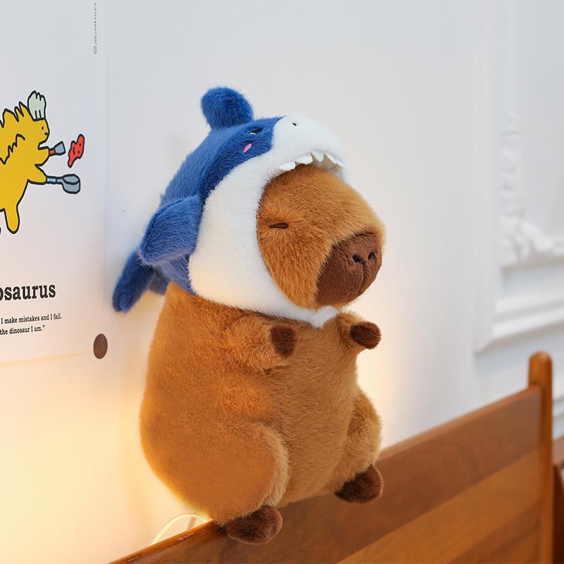 Hat Capybara Shark Plush Toy Cartoon Stuffed Animal Doll Decoration Gift Kids