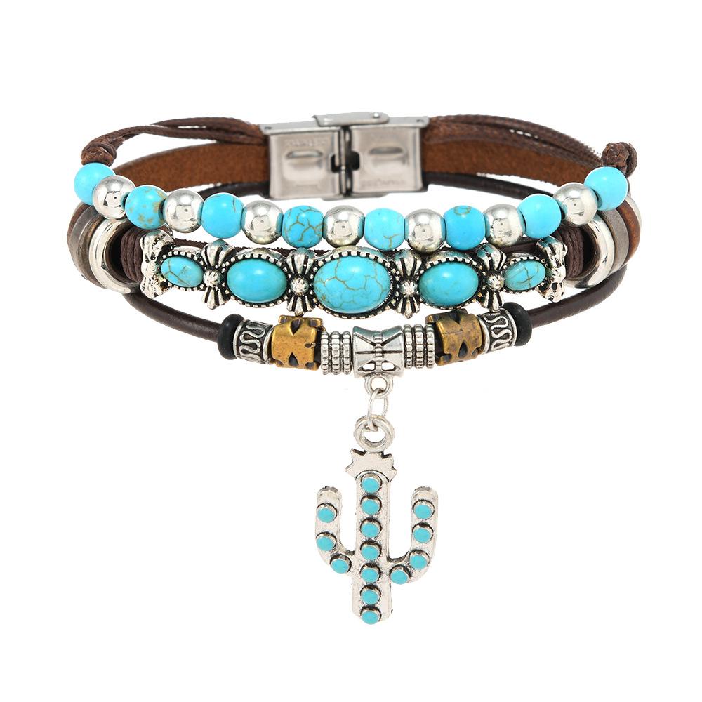 Vintage Viking Style Mens Genuine Leather Bracelet Handmade Craft