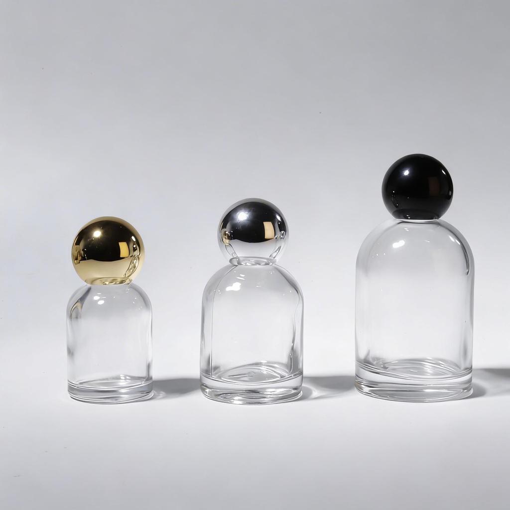 Transparent Cylindrical Glass Perfume Bottle with Bayonet Screw Cap