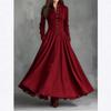2025 Französisches Retro-Spitzenbesatz Wildleder Patchwork Langes Kleid