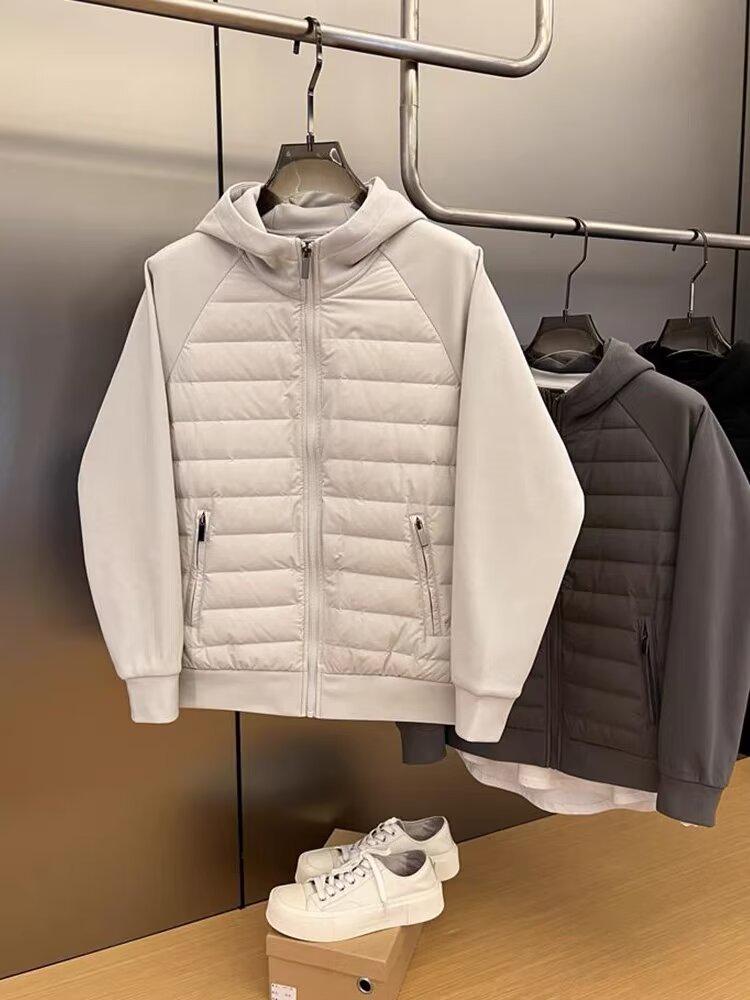 Men's Casual Hooded Winter Cotton Jacket - Loose, Trendy, Solid Color Spliced Design