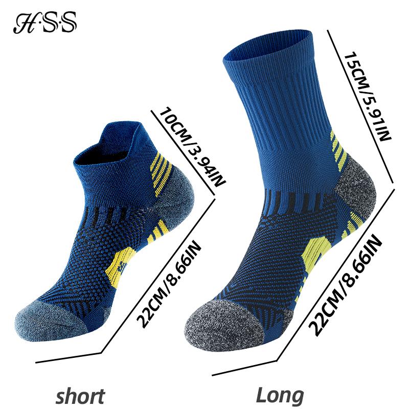 6/5/3 Pairs Men's Athletic Socks Sports Breathable Outdoor Running Compression Socks Cotton Training Long Black Stretch Socks
