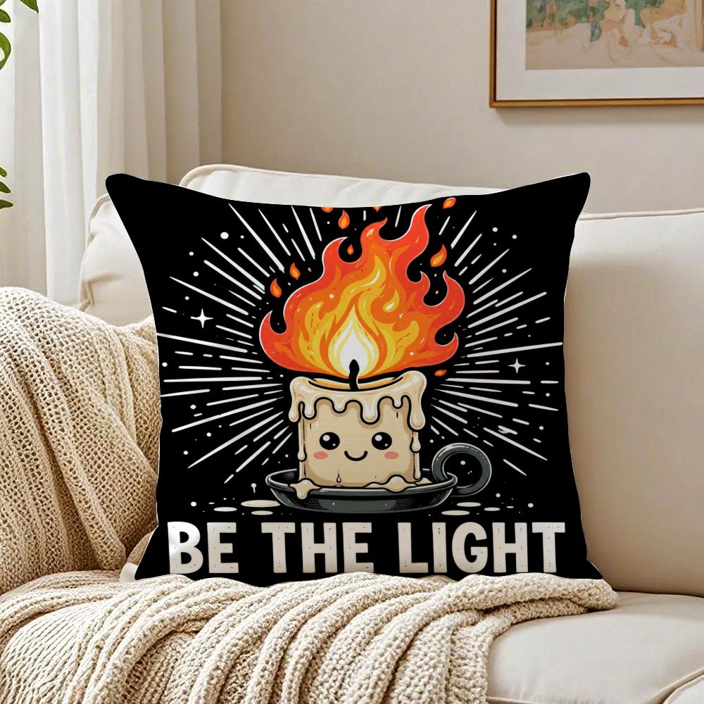 Be The Light Cushion Cover Double-Sided Plush Sofa Cushion Covers Organic Breathable Invisible Zipper