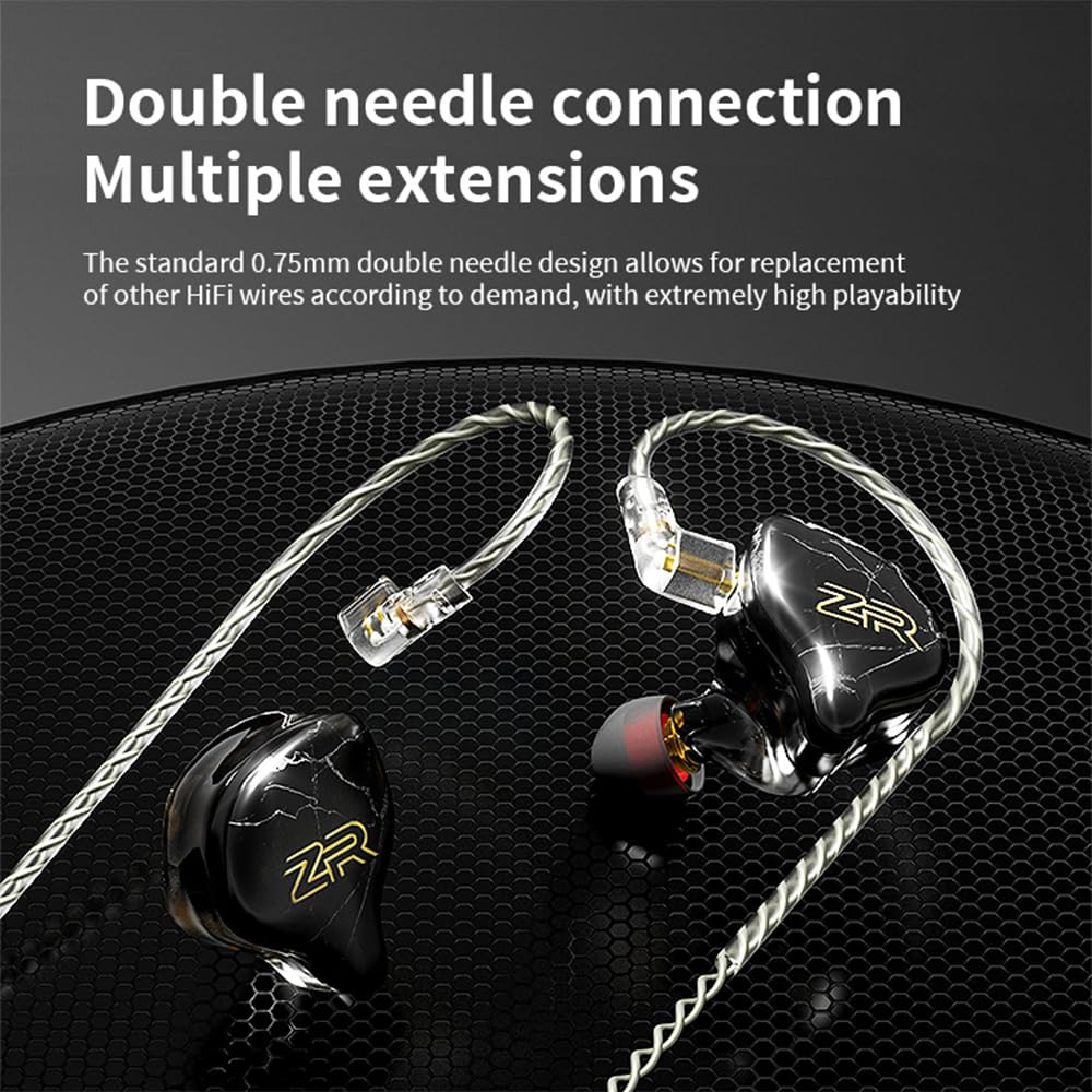Hifi Kingdom ND-ZR 10mm Diamond Dynamic Driver (1DD) Wired In-Ear Monitors, Black with Mic