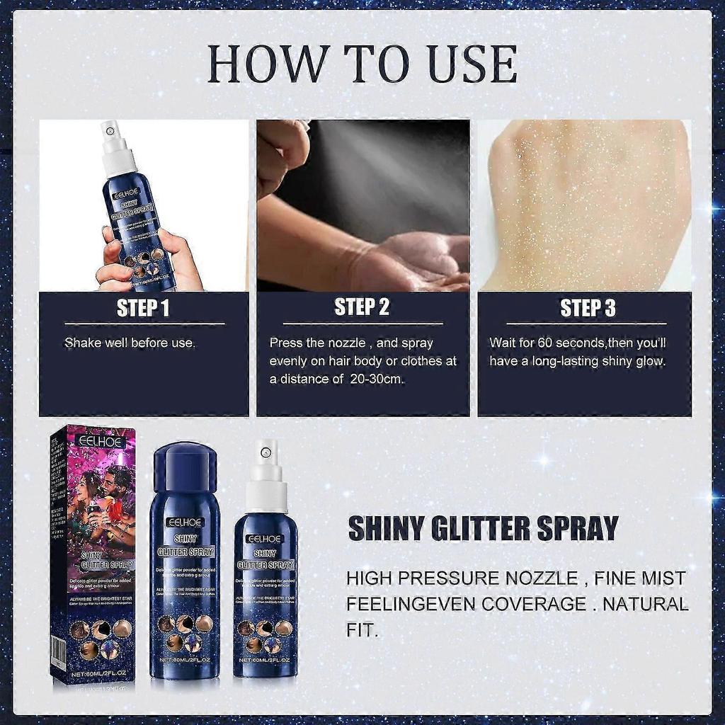 Glitter Spray, Halloween Brightening Makeup Night Club Party Clothing Highlights Skin Brightening Powder