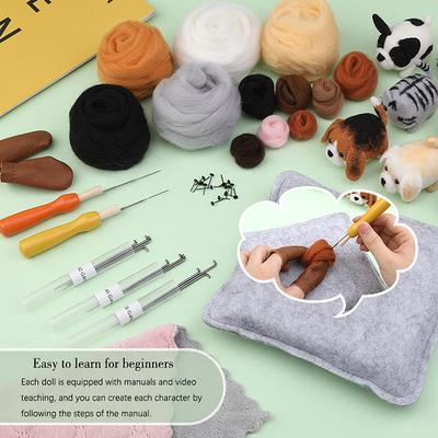 1 Set Diy Cadeau Naaldvilten Gereedschap Hond Wol Naaldvilten Kit Niet-Afgewerkt Kat Handgemaakt Wolvilten Materiaal Pakket Poppen Speelgoed