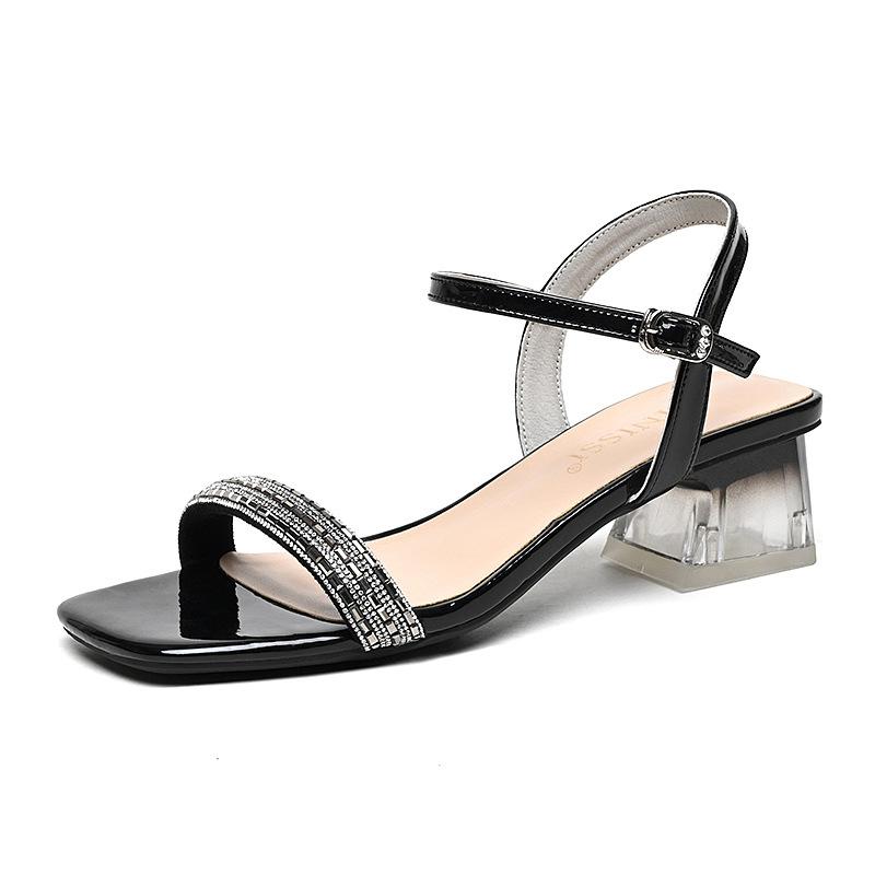 Fashion 2025 Summer New Trendy Style Ladies' Sandals Women's High Heel Sandals Block Heel One Strap Open Toe Chic Outdoor Footwear