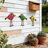 3Pcs Vintage 2D Flat Metal Bird Figurine with Long Legs Handicrafts Country Style Bird Yard Art Weather-resistant Unique
