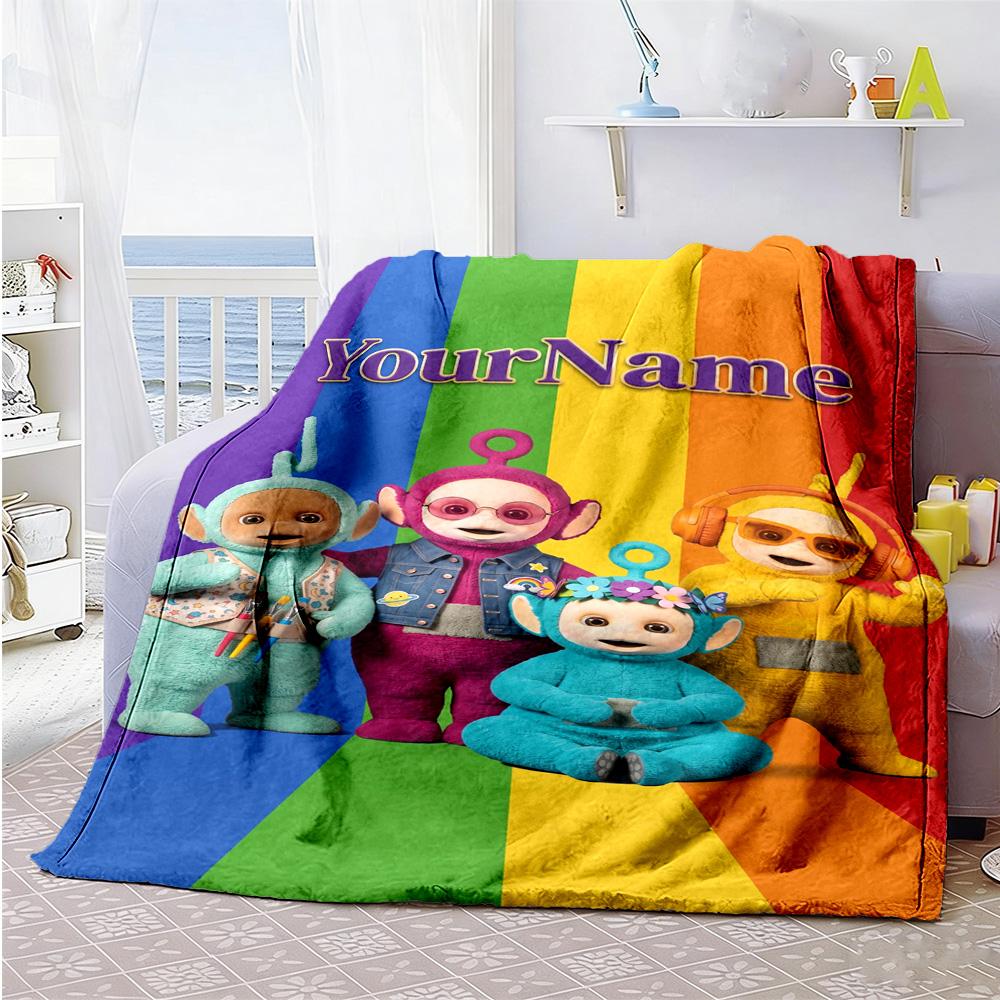 Teletubbies Personalized Text Blanket Gift Customizable Blanket Durable Comfort Suitable for Office Bedding Office Chair Bed Ideal for All Seasons