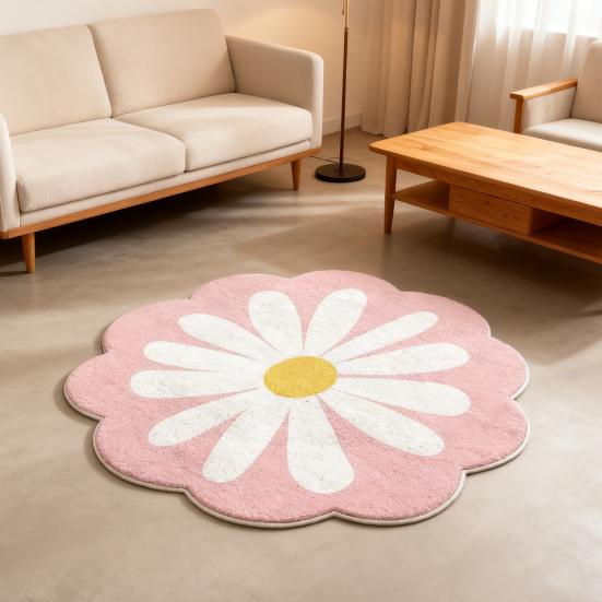 3D Flower Area Rug Absorbent Quick Dry Irregular Plush Floral Floor Mat Washable Non-slip Living Room Bedroom Bathroom Kitchen Decoration Carpet