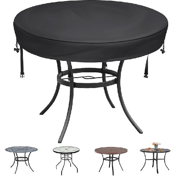 Outdoor Round Table Cover - Waterproof Anti-UV Round Patio Table Cover - Fits Round Outdoor Table Up To 58-60 Inch