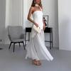 2025 Summer Women's Solid Color Bandeau Irregular Waist-Cinching Dress